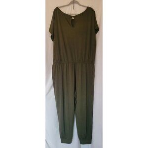 Pretty Garden Jumpsuit Women's 3XL Olive Green Short Sleeve One-piece Pockets